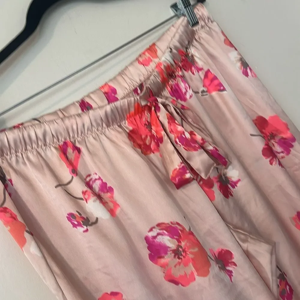 Victoria Secret Floral Satiny Pajama Set L